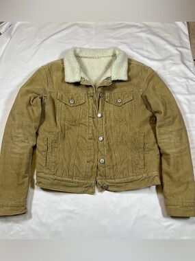 John Galt Brandy Melville Corduroy Trucker Jacket Women OS Sherpa Fleece Y2k